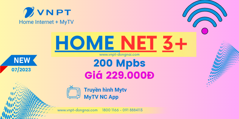 Gói Lắp mạng Internet Truyền hình, VNPT Đồng Nai, Gói Net 3+, 200 Mbps