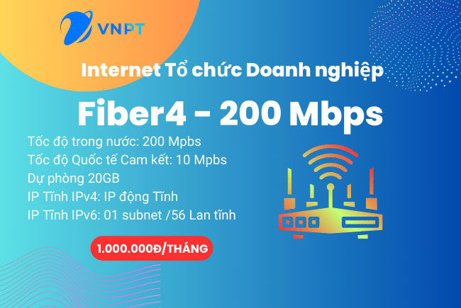 Lắp Internet VNPT Đồng Nai, Gói FiberEco4 200Mbps Cho Doanh nghiệp